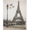 I love Paris  Toile & Encre de chine 24 × 30 cm (vertical)