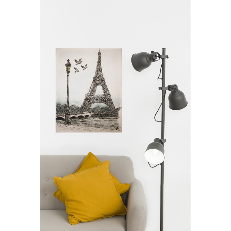 I love Paris  Toile & Encre de chine 24 × 30 cm (vertical)